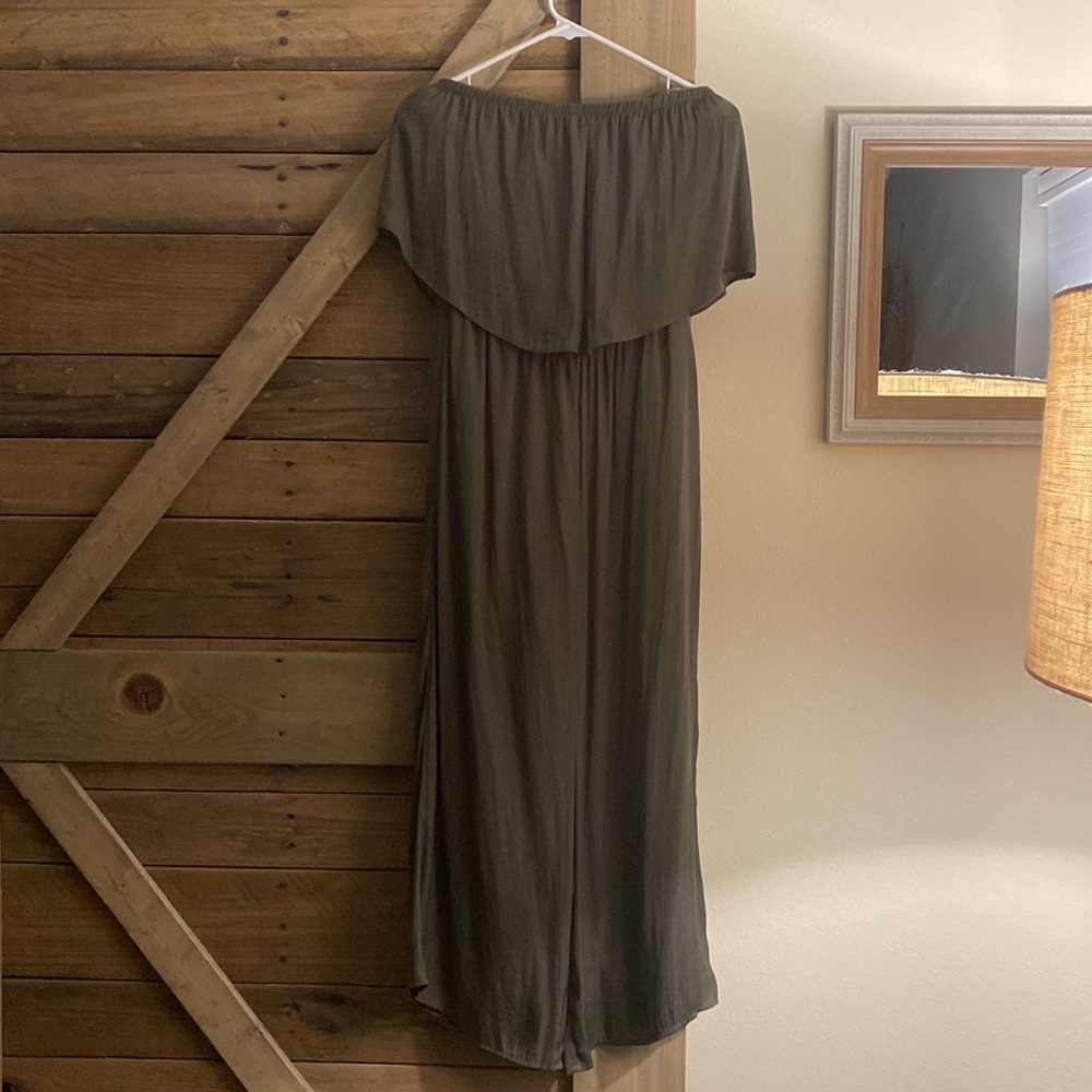 Silk strapless jumpsuit